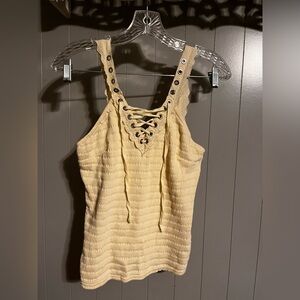Gimmicks Textured Crochet Trim Tank Top
